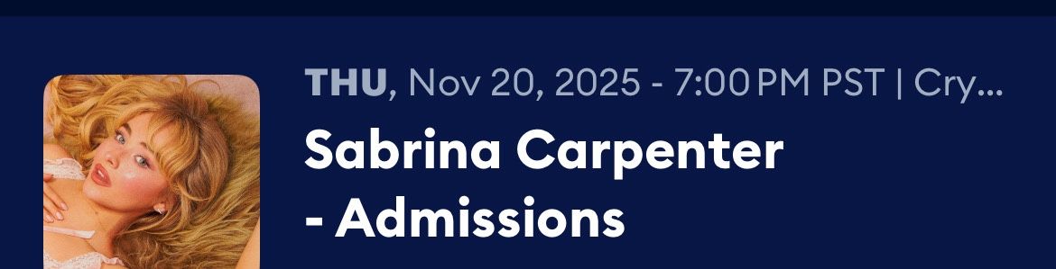 Sabrina Carpenter Ticket