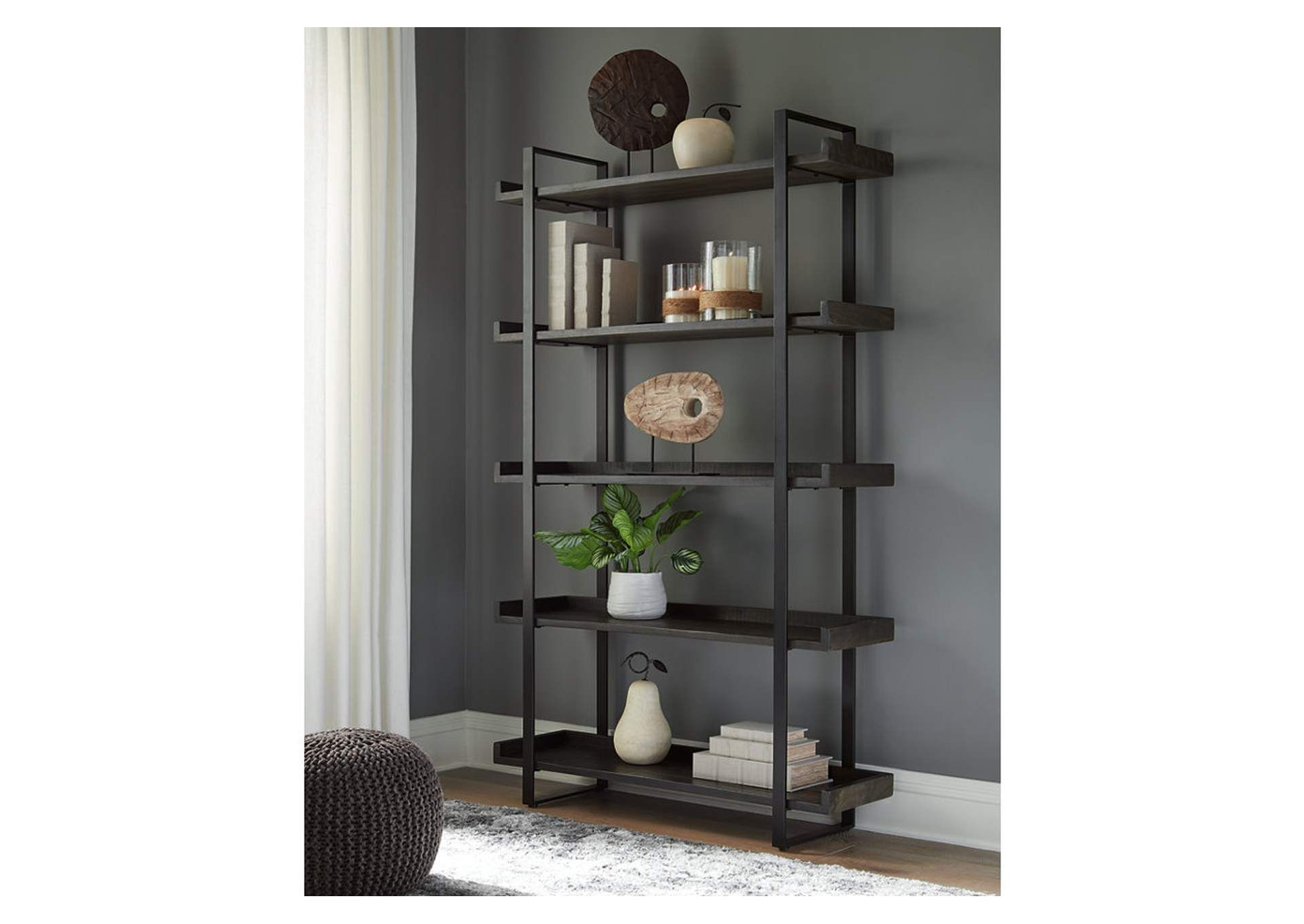 Solid Mango Wood and Metal Bookcase, Ashley
