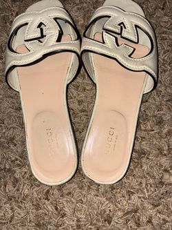 Gucci Interlocking G Leather Slide Sandals