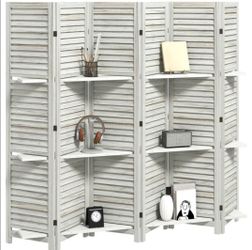 New In The Box‼️ Beautiful Solid Wooden 6-Panel Room Divider w/ Candle, Picture Shelves