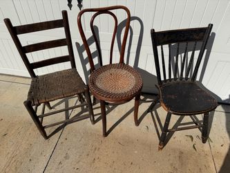 3 Antique Wood Chairs