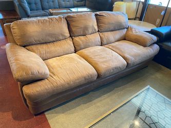 Faux Suede Three Seater Sofa – Brown