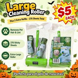 Large Cleaning Roller – Lint Roller + 2 Extra Refills (270 Sheets) – $5  🧹 Large Cleaning Roller – Plus 2 Extra Refills! 🧹  $5 each (270 sheets tota