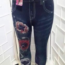 Flower Print Denim Leggings 