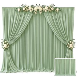 20ft X 10ft Sage Green Backdrop Curtains For Parties – Wrinkle-Free Polyester Drapes, 4 Panels 5ft X 10ft Sage Green Photo Backdrops For Weddings, Bir