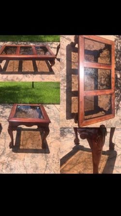 Coffee table and side table with glass inserts