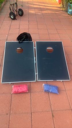 Zenstyle cornhole toss game set aluminum frame w/ 8 bean bags