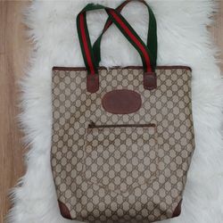 Authentic Vintage Gucci GG Monogram Supreme Sherry Web Ophidia Shopper Tote Bag