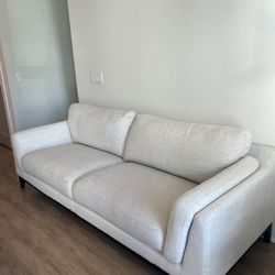 Sleek White/beige Couch 90”