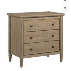 My Texas House Monroe 3 Drawer Nightstand with USB, Brushed Oak Finish. Damaged