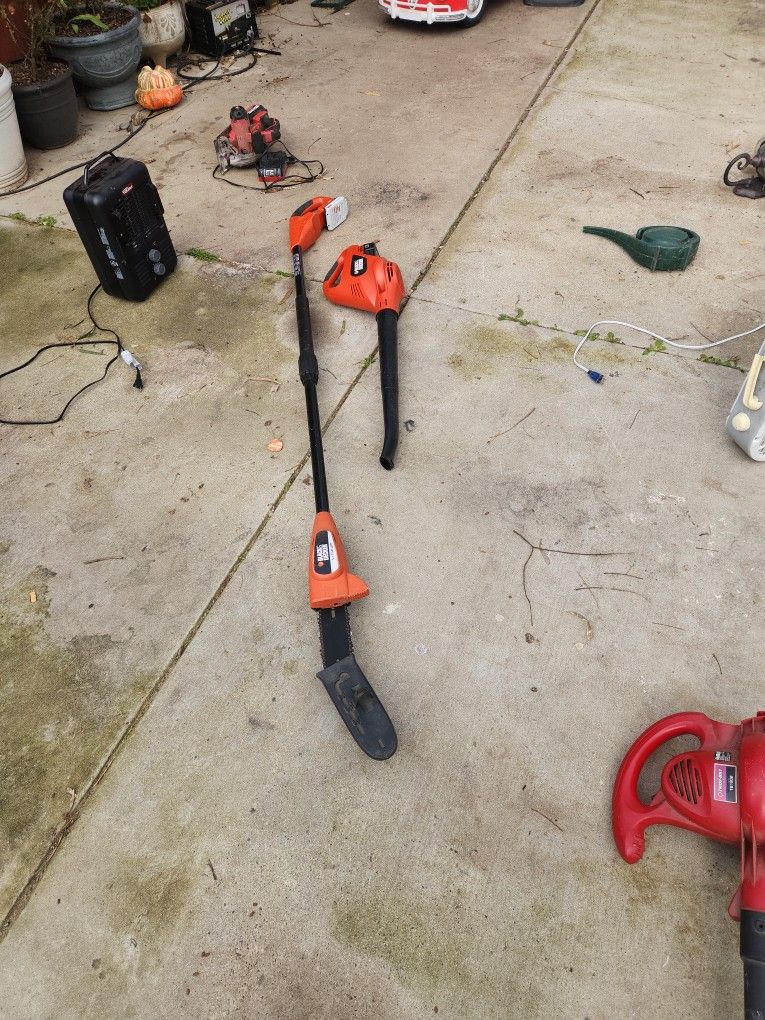 Pole Saw And Leaf Blower Battery Powered 