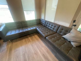 Leather Sofa (Grey-Green Leather)