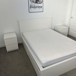 IKEA Malm Full Bed 4 Drawer Storage Set Bedroom Furniture Nightstand Nightstands White Wood Set