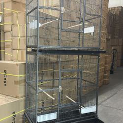 Extra Large Double Stacker Parrot Bird Cage With Removable Rolling Stand 
