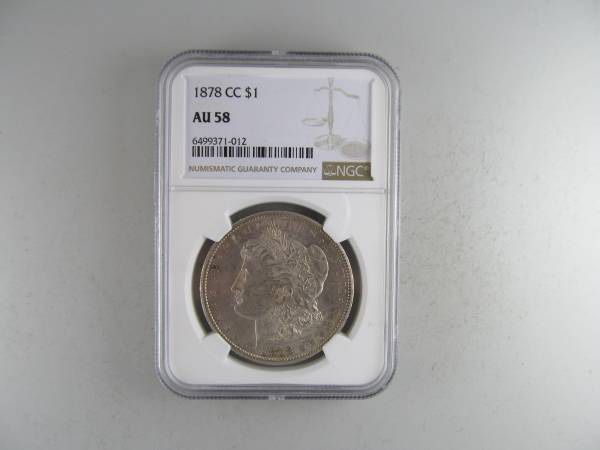 1878-CC Morgan Silver Dollar, NGC AU-58 -- VERY RARE CARSON CITY COIN!