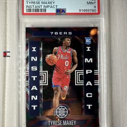 TYRESE MAXEY 2020-21 Prizm Instant Impact Silver RC PSA 9 Mint #16 Rookie 76ers
