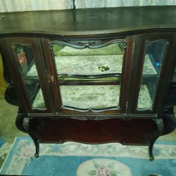 Antique Cabinet  Glass Not Cracked Or Peeling,Beveled Mirror,Wood Great Condition,I  Had This Piece 45 Years Was Bought From Harrison's Antiques  
