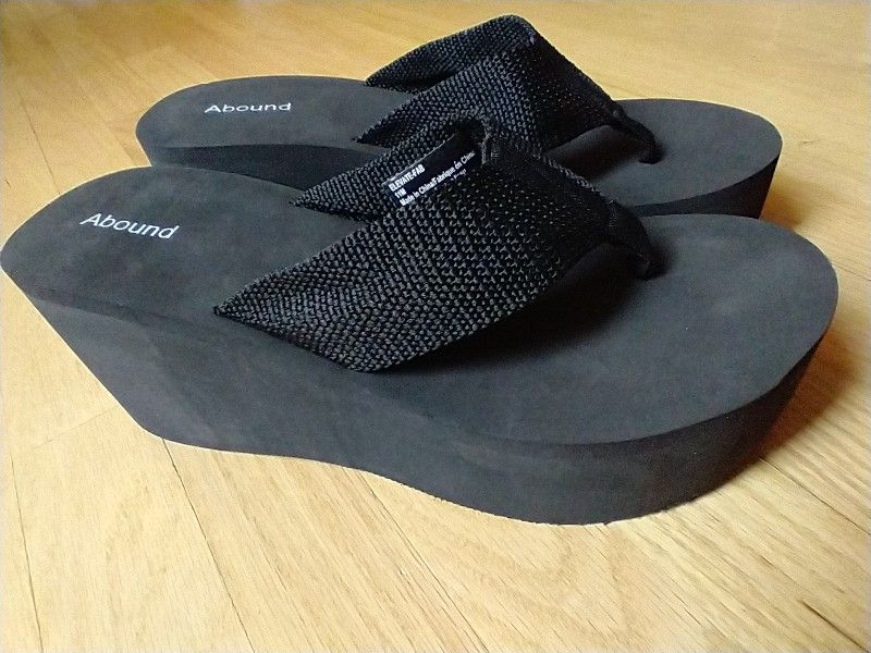 New Abound Elevate Fab Platform Wedge Flip Flop, BLACK, Size 11 M(Women)