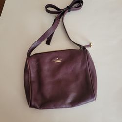 Kate Spade New York Leather Purple Shoulder Crossbody Purse Women Bag. 
Pre-owned, perfect shape, please see photos for details.
It is 9x8x2", adjusta