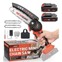 Mini Cordless Chainsaw Kit, Upgraded 6" One-Hand Handheld Electric Portable Chainsaw, 21V Rechargeable Battery Operated, for Tree Trimming and Branch 