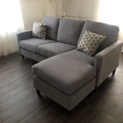 Dark Grey Sofa with Reversible Chaise