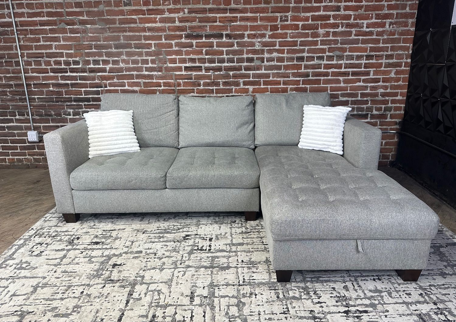 Free Delivery- gray 2pc sectional sofa couch W storage chaise