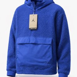 Jordan Sherpa Fleece Hoodie Half Zip Pullover Blue Men’s Medium New