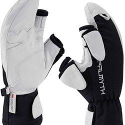 New Magnetic Leather Ice Fishing Gloves Convertible Mittens Ski Gloves with Thinsulate 3M Warm for Cold Weather and Winter Men Women Photography Snow 