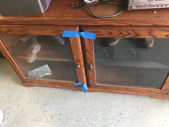 Brown wooden table for tv