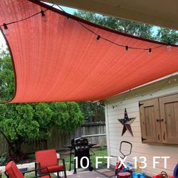 New In Box $15 Each Tan Or Terracotta Red Color 10x13 Feet Rectangular Sun Sail shade  With Ropes 