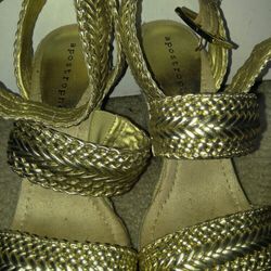 Gold Apostrophe Wedge Heels