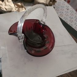 Vintage Ruby Red Basket 