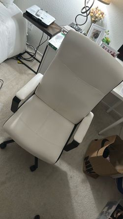 IKEA MILLBERGET Office Chair - White Leather (Discontinued)