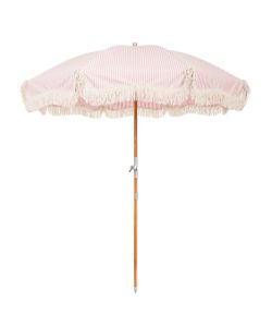 Pink/Ivory Vintage Striped Umbrella 6ft Canopy Span 7ft Height