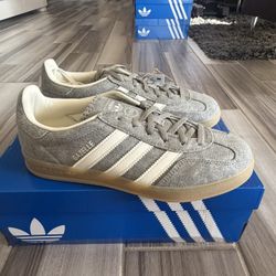 Women's Adidas Originals Gazelle Indoor Canvas Shoes - Grey White Gum - Size 6,7,7.5, 8, 8.5,10