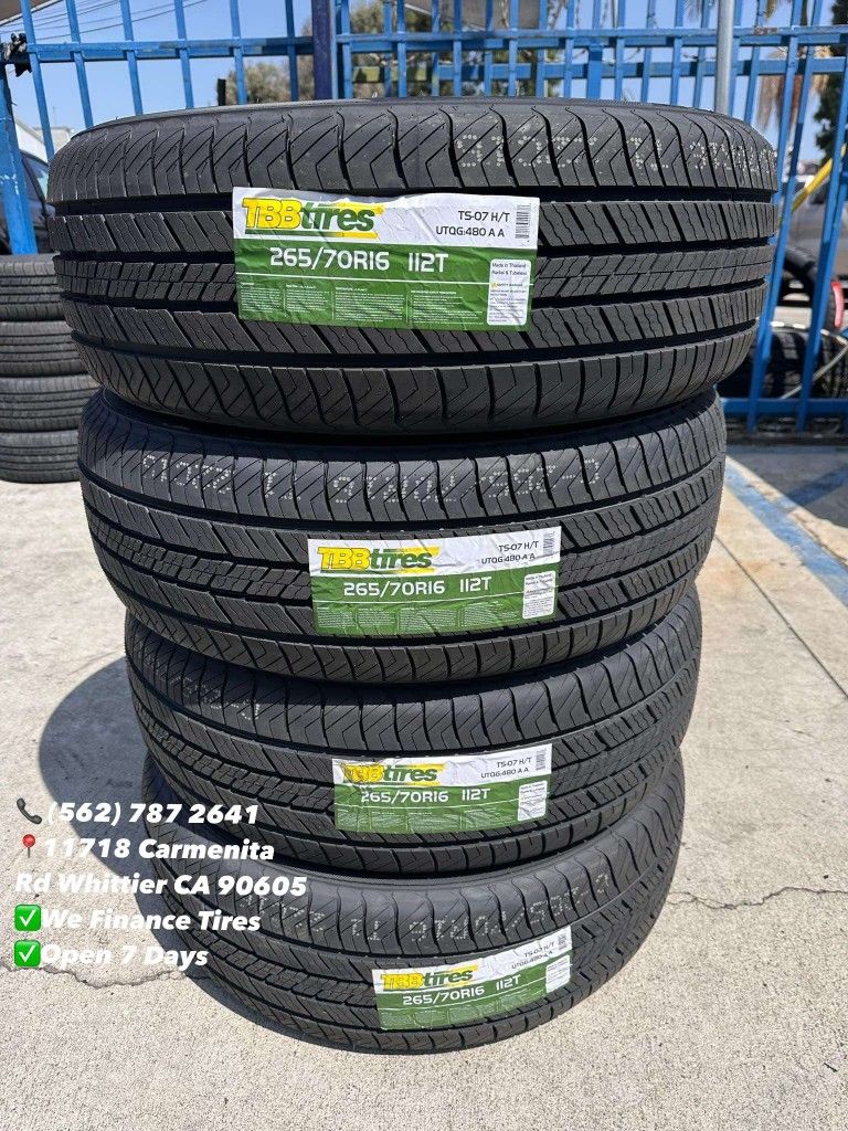265/70R16 Tbb Set of Tires Installed and Balanced Set de Llantas Nuevas Instaladas y Balanceadas