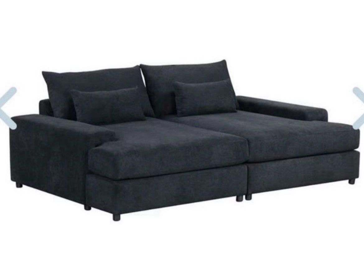 Jaylee Black Fabric 88” Wide Oversized Sleeper Sofa