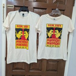 Loot Crate exclusive Star Trek T-shirt featuring the graphic poster from "Mirror, Mirror". Size M