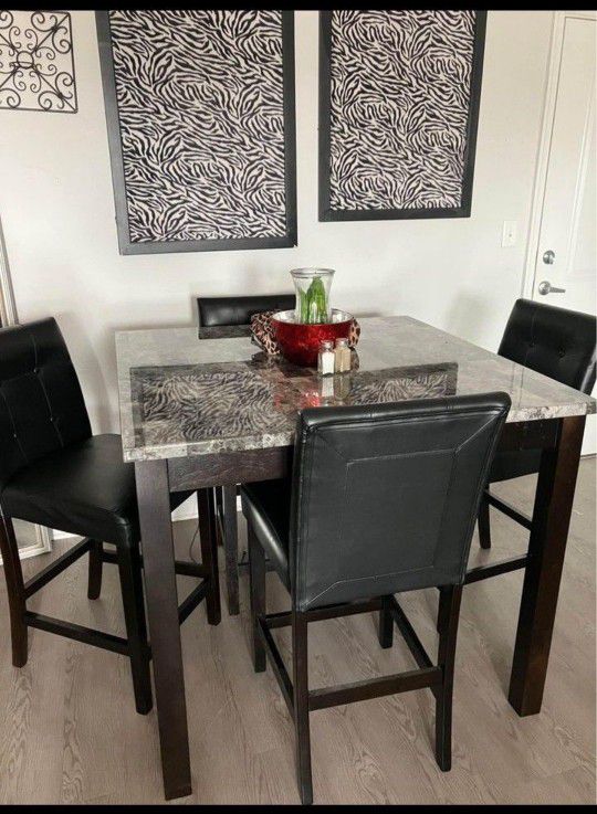 Brown Or Black 5 Piece Counter Height Dining Table And Bar Stools/ Dining~Kitchen Set🌟 Showroom Available 👍
