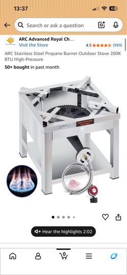 ARC Stainless Steel Propane Burner Outdoor Stove 200K BTU High-Pressure propano
