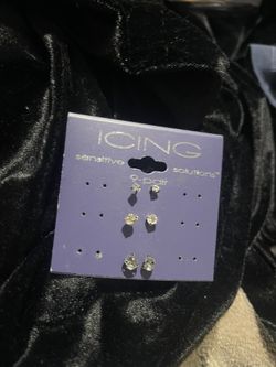 3 Pair Faux Diamond Studs