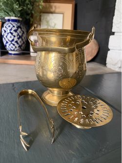 Rare 3-Piece Brass Ice Bucket
