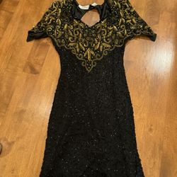 Woman’s Vintage Laurence Kazar Beaded Dress Silk Shipping Available 