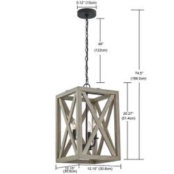 Brand New 3-Light Anchor Grey Oak Farmhouse Pendant Chandelier