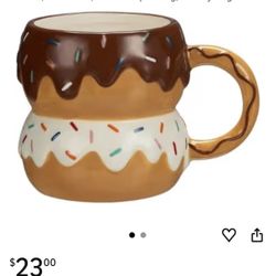 Donut shaped Earthenware Mug** Taza de barro esculpida con forma de donut espolvoreado**