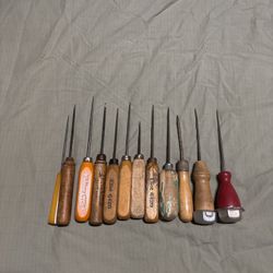 Vintage Awl & Ice Pick Tool Lot – Leather, Woodworking, Upholstery