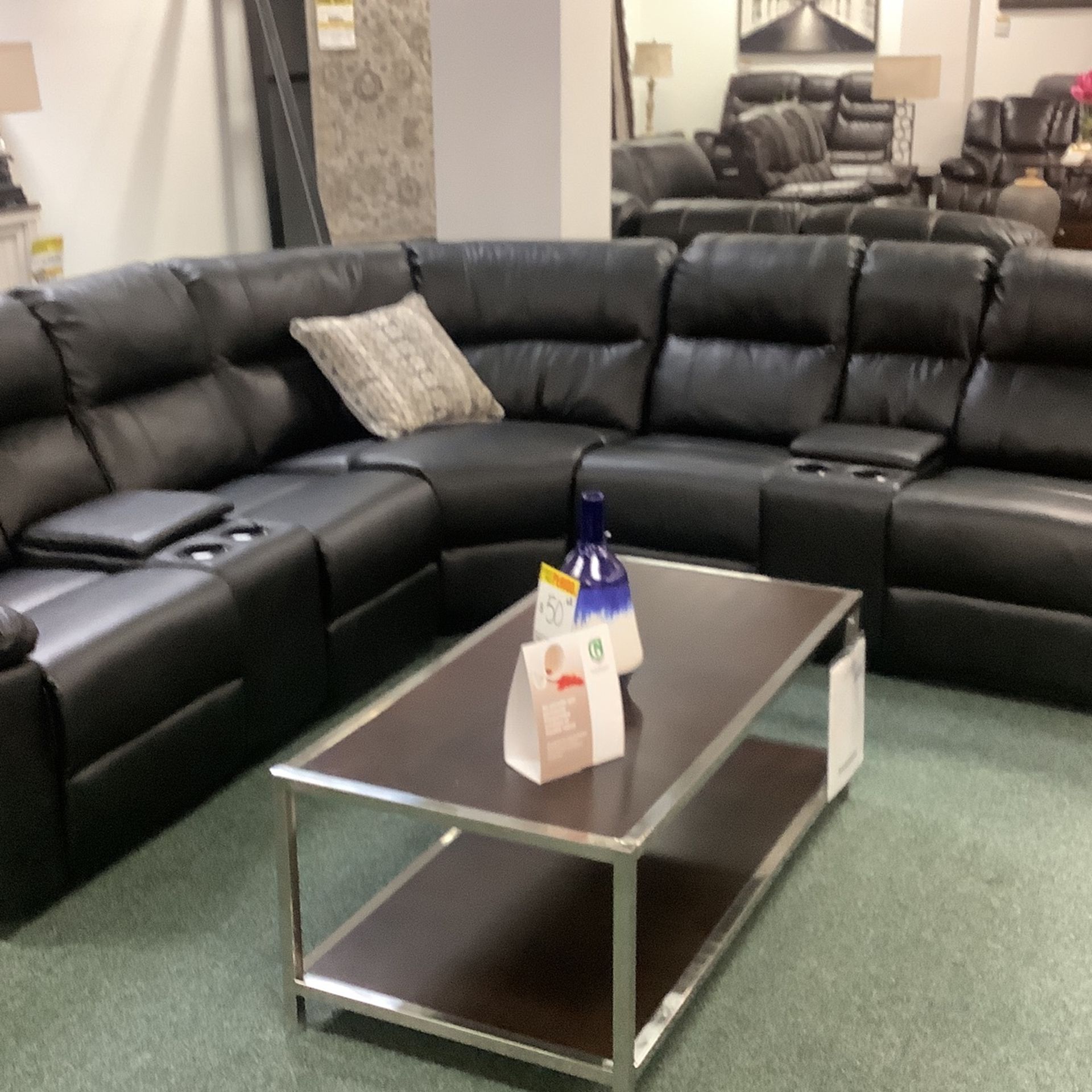 Black reclining sectional