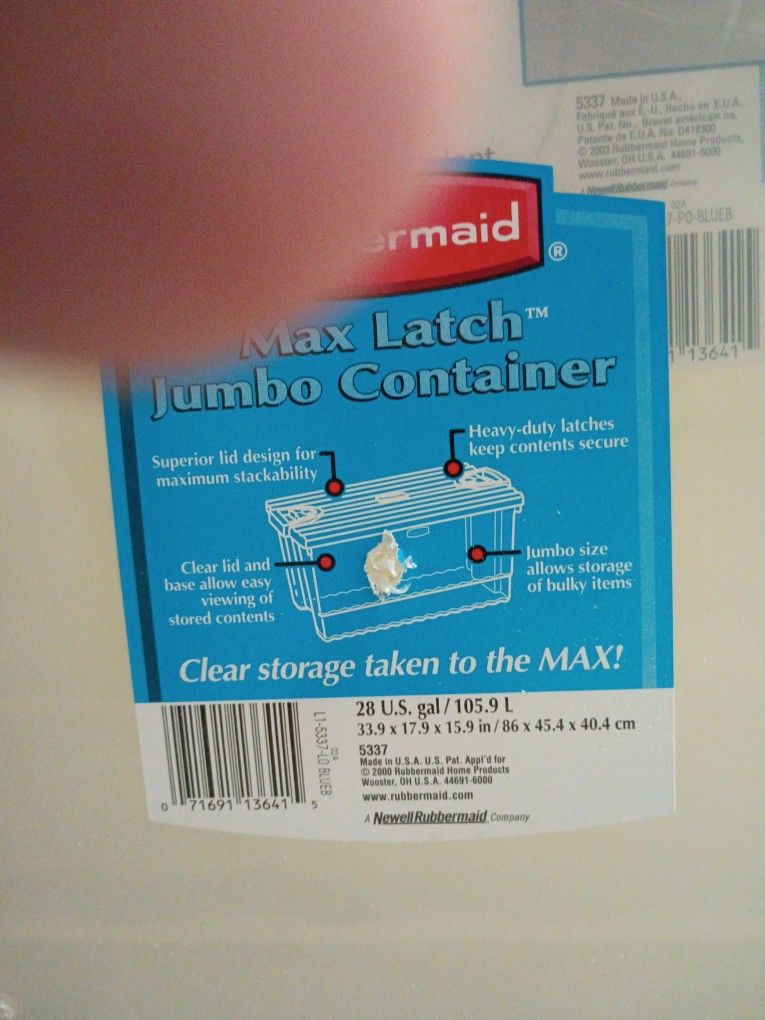 105 Gal Clear Plastic Storage Containers