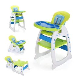 NEW 3-in-1 Convertible Toddler Highchair Table Booster Seat w/Feeding Tray