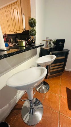 White Adjustable Bar Stools Set of 2